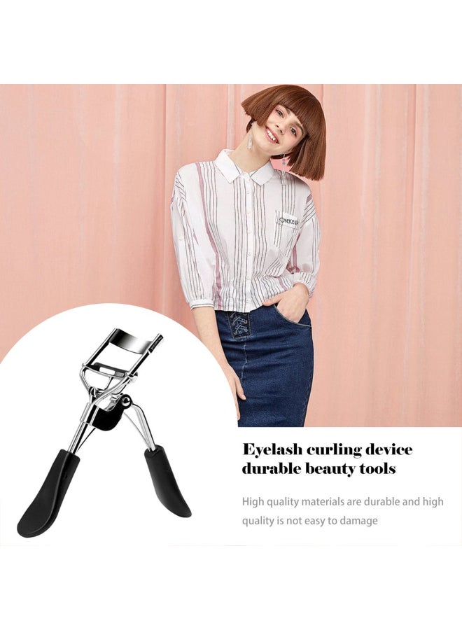 أداة تجعيد رموش من الستانلس ستيل بزاوية واسعة أسود/ فضي - Image 2