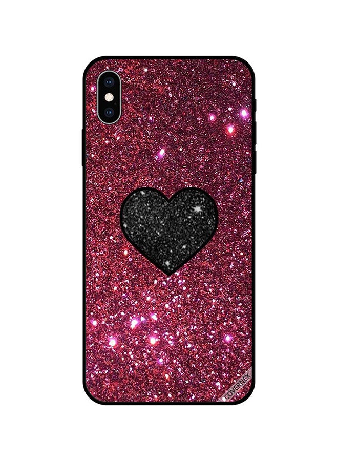 Covernex Apple iPhone XS MAX Protective Case Cover Printed Featuring Black Heart In Red Glitters DESIGN_0680 - Image 1
