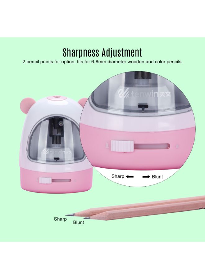tenwin Portable Electric Pencil Sharpener Pink/White  - Image 2