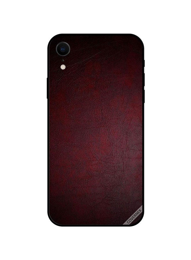 Covernex Protective Case Cover For Apple iPhone XR Vintage Dark Red Leather Pattern
