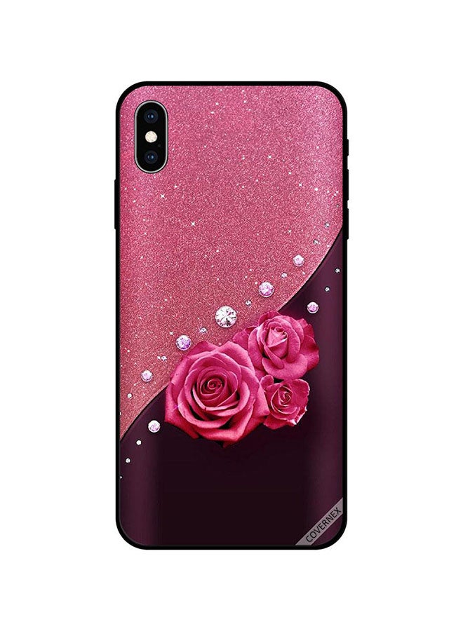 كوفرنيكس غطاء حماية واقٍ لهاتف أبل آيفون XS جليتر وردي وزهور - Image 1