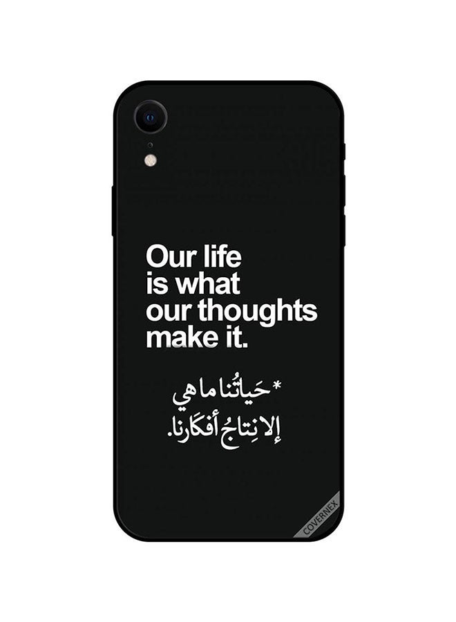 كوفرنيكس غطاء حماية واقٍ لهاتف أبل آيفون XR بطبعة عبارتين "حياتنا ما هي إلا نتاج أفكارنا" و"Our Life Is What Our Thoughts Make It"