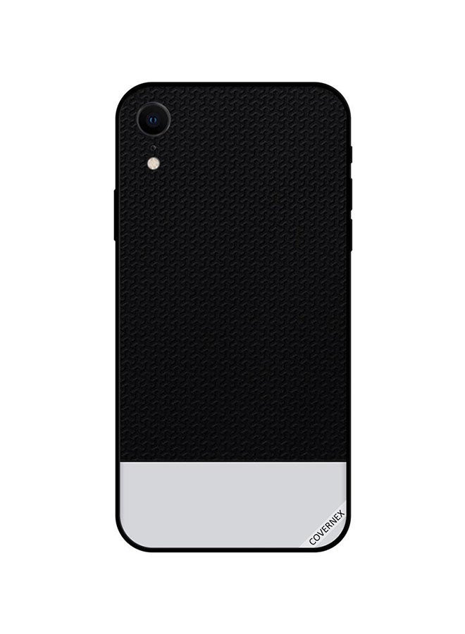 كوفرنيكس غطاء حماية واقٍ لهاتف أبل آيفون XR نمط جلدي أسود & معدني - Image 1