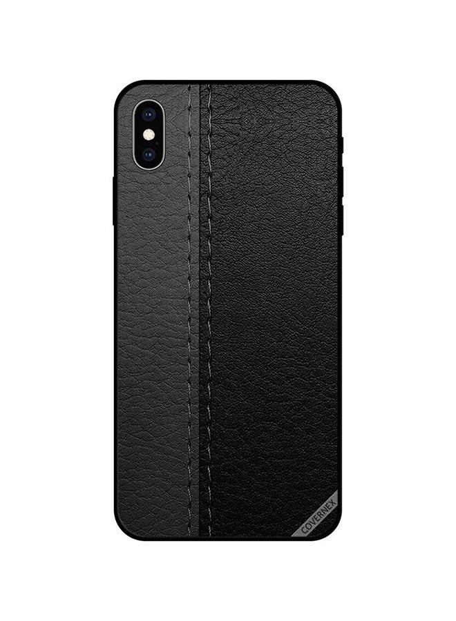 Covernex Protective Case Cover For Apple iPhone XS Grey Black Leather Pattern