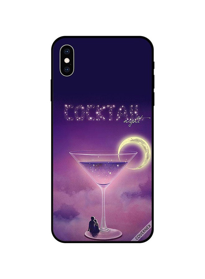 كوفرنيكس غطاء حماية واقٍ لهاتف أبل آيفون XS نمط مطبوع بكلمة "Cocktail" ورسمة تعبر عن الليل