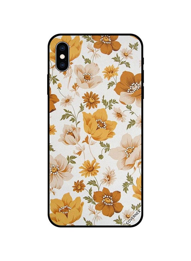 كوفرنيكس غطاء حماية واقٍ لهاتف أبل آيفون XS نقشة زهور باللون الأصفر والكريمي - Image 1