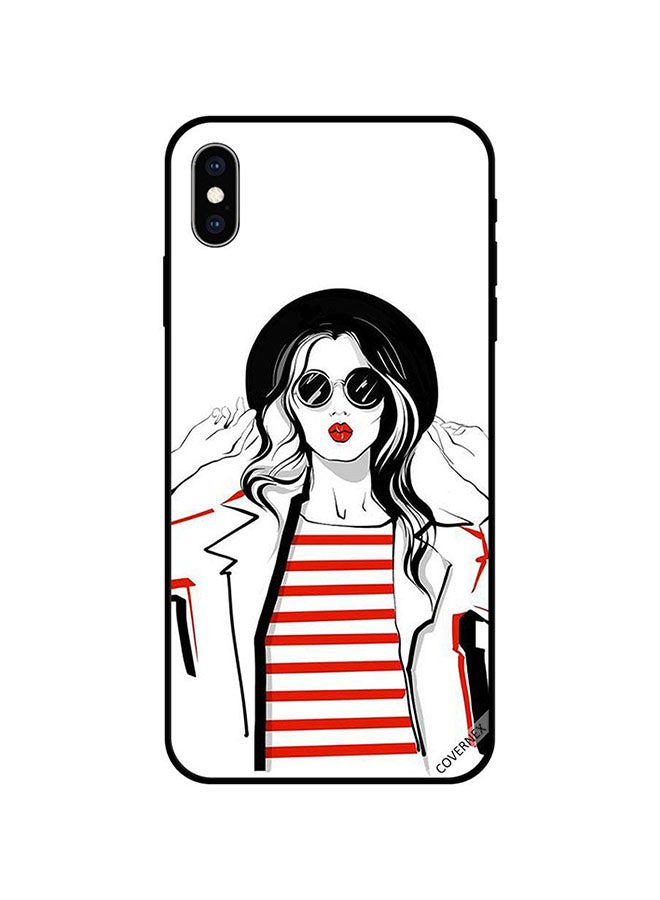 Covernex Apple iPhone XS Protective Case Cover Printed Featuring Red Strips Shirt Of Stylish Girl DESIGN_0496 - Image 1