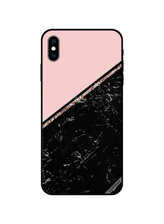 كوفرنيكس غطاء حماية واقٍ لهاتف أبل آيفون XS لون رخامي أسود وخط ذهبي - Image 1