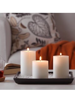 Generic Set Of 3 Scented Block Candle White 14 x 13 x 11cm  - Image 2