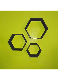WYSADA 3-Piece Wall Hexagon Set Black  - Image 1