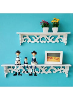 Bluelans Carved Hollow Wall Hanging Rack Shelf White 46x9centimeter  - Image 1