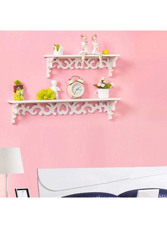 Bluelans - Carved Hollow Wall Hanging Rack Shelf White 46x9centimeter - Image 1