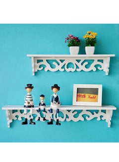 Bluelans Carved Hollow Wall Hanging Rack Shelf White 46x9centimeter  - Image 3