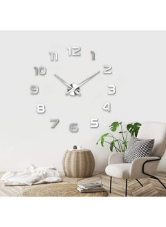 Timelike DIY 3D Acrylic Frameless Figure Decal Wall Clock Silver  - Image 2
