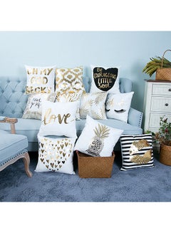 ANSELF Simple Fashion Home Decorative Throw Pillow Case Cushion Cover White/Gold 45 x 45cm  - Image 3