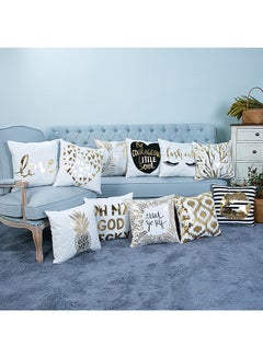 ANSELF Simple Fashion Home Decorative Throw Pillow Case Cushion Cover White/Gold 45 x 45cm  - Image 4