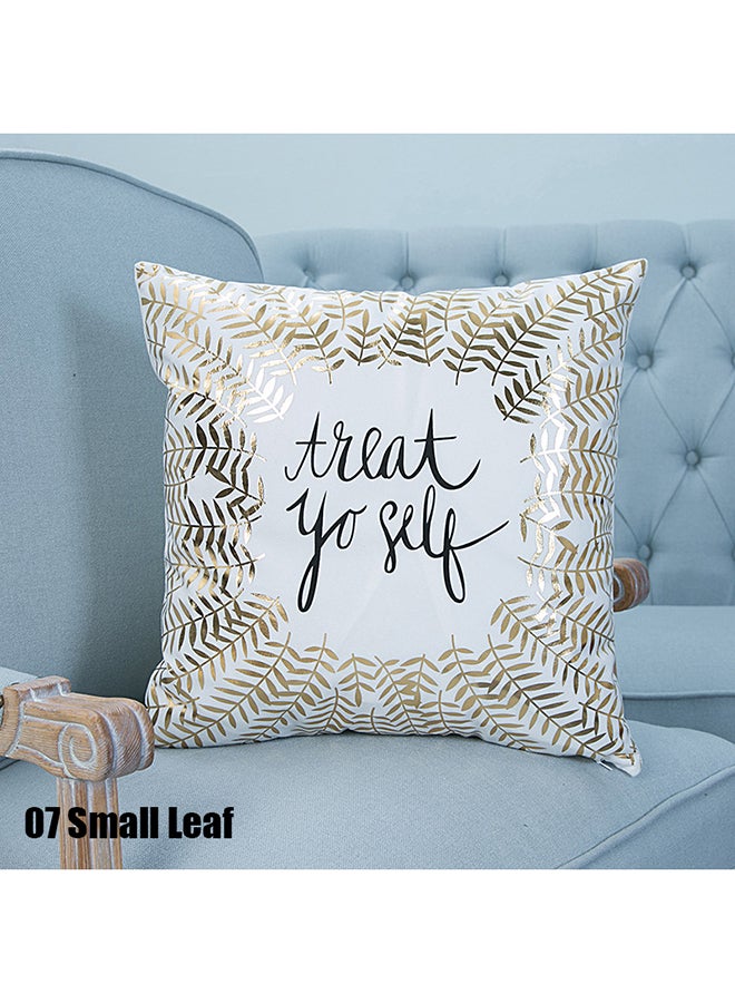 آنسيلف غطاء وسادة للزينة مطبوع بعبارة Treat Yo Self أبيض/ذهبي/أسود 45x45سم  - Image 2