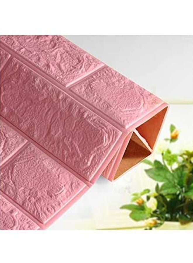 سايتلونجز ملصق للجدار بشكل أحجار طوب ثلاثية الأبعاد وردي 70x77x0.5سم - Image 4