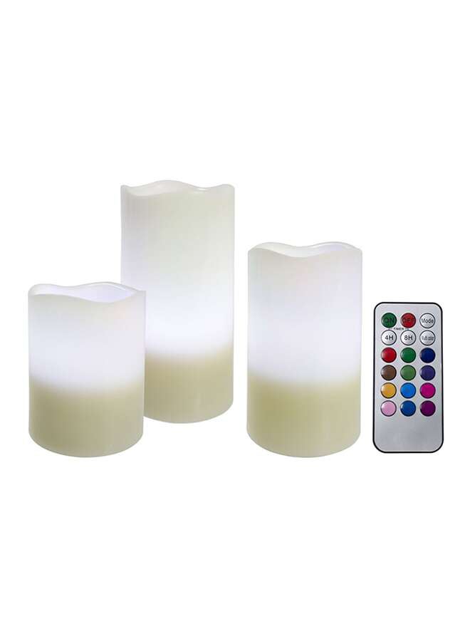 3-Piece LED Candle With Remote Control White  - Image 1