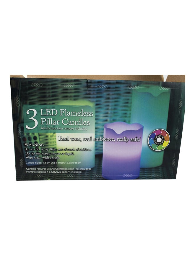 3-Piece LED Candle With Remote Control White