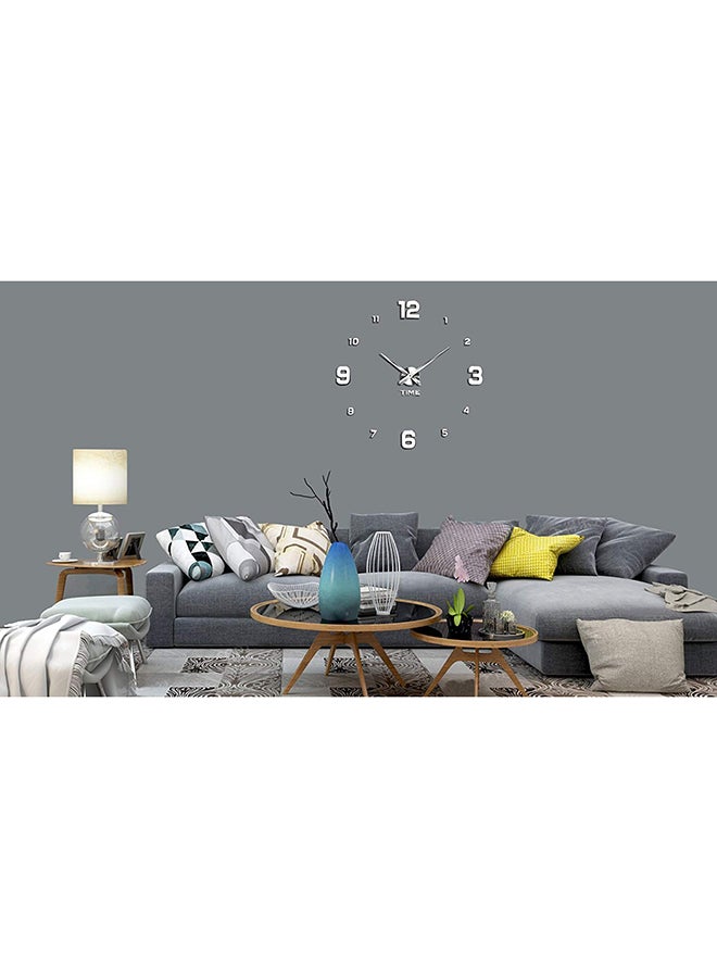 Generic 3D Wall Clock With Mirror Number Stickers Silver 39x39inch  - Image 3