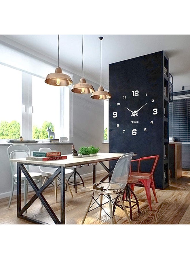 Generic 3D Wall Clock With Mirror Number Stickers Silver 39x39inch  - Image 2