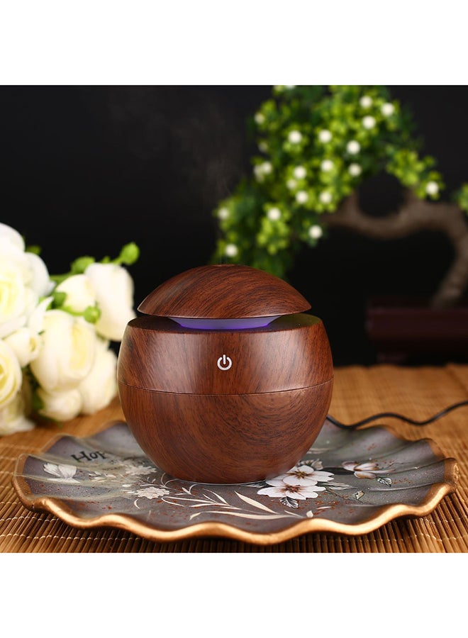 Home Round Wooden Air Aroma Essential Oil Diffuser Beige 10 x 9.5cm - Image 5