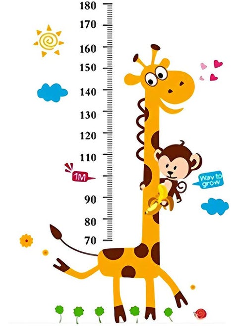 Cartoon Giraffe Growth Chart Wall Sticker Multicolour