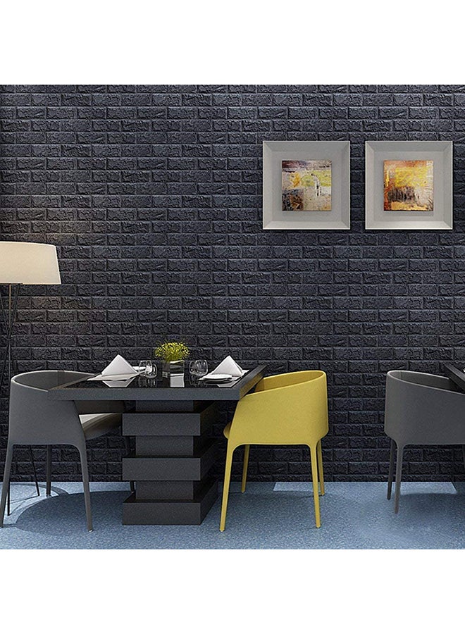 ماركة غير محددة - ورق جدران ثلاثي الأبعاد بنمط طوب أسود 77x70سم - Image 1