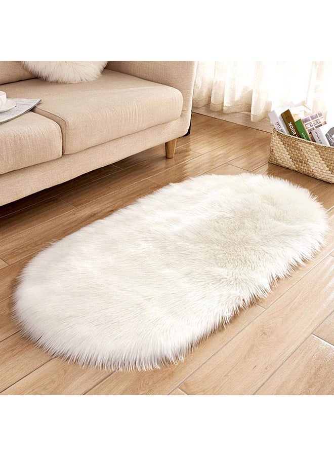 Generic Oval Shape Soft Fluffy Area Rugs White 40x60cm  - Image 3