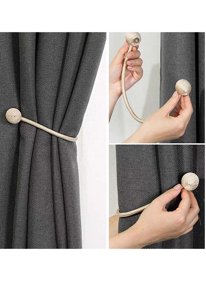 Deals for Less 2-Piece Classic Design Magnetic Curtain Holder Cream 45centimeter  - Image 2