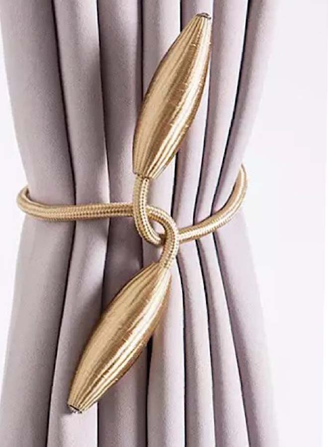 2-Piece Exquisite Design Magnetic Curtain Holder Gold 55centimeter - v1586864046/N36980465A_3