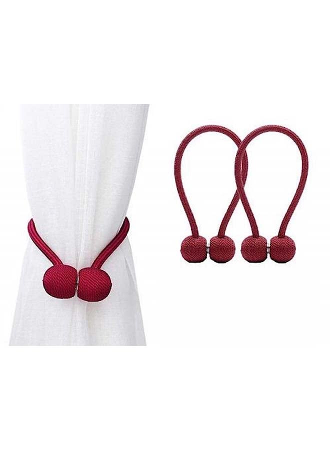 Deals for Less 2-Piece Solid Design Magnetic Curtain Holder Maroon 45centimeter - Image 2