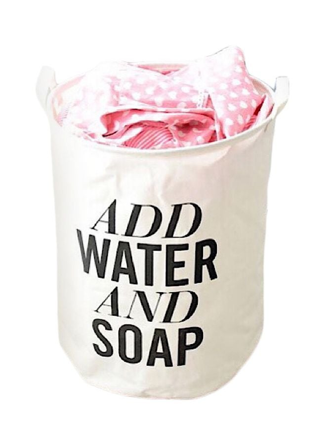 ديلز فور لس - حقيبة غسيل مطبوع عليها عبارة "Add Water And Soap" أبيض/ أسود 50x40x40سم - Image 1