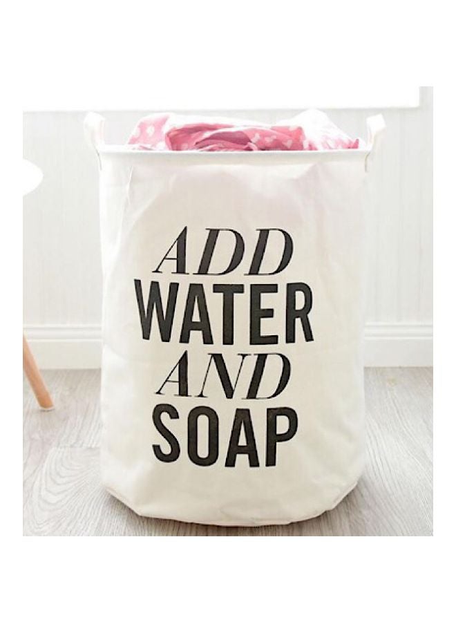 ديلز فور لس - حقيبة غسيل مطبوع عليها عبارة "Add Water And Soap" أبيض/ أسود 50x40x40سم - Image 1