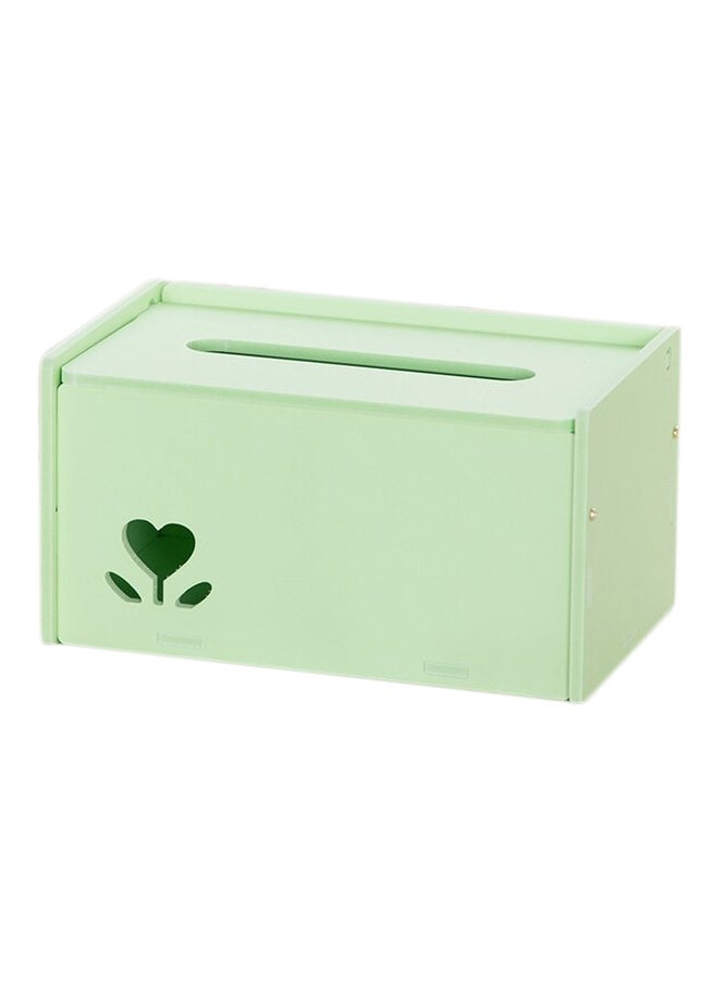 Qiangtie Hollow Out Flower Pattern Tissue Box Green 13.5x21.5x11.5cm