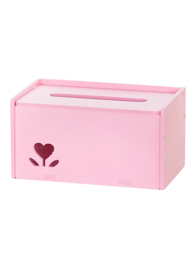 Qiangtie Hollow Out Flower Pattern Tissue Box Pink 13.5x21.5x11.5cm