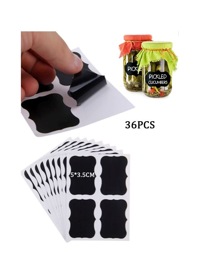 مجموعة ملصقات تسمية لمرطبانات المطبخ مكونة من 36 قطعة أسود 5x3.5سم - Image 2