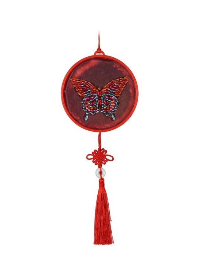 5D Diamond Painting LED Hanging Night Lamp With Tassel Red - Image 1