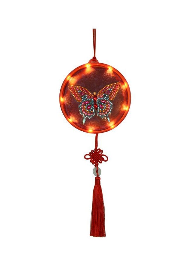 5D Diamond Painting LED Hanging Night Lamp With Tassel Red - Image 2