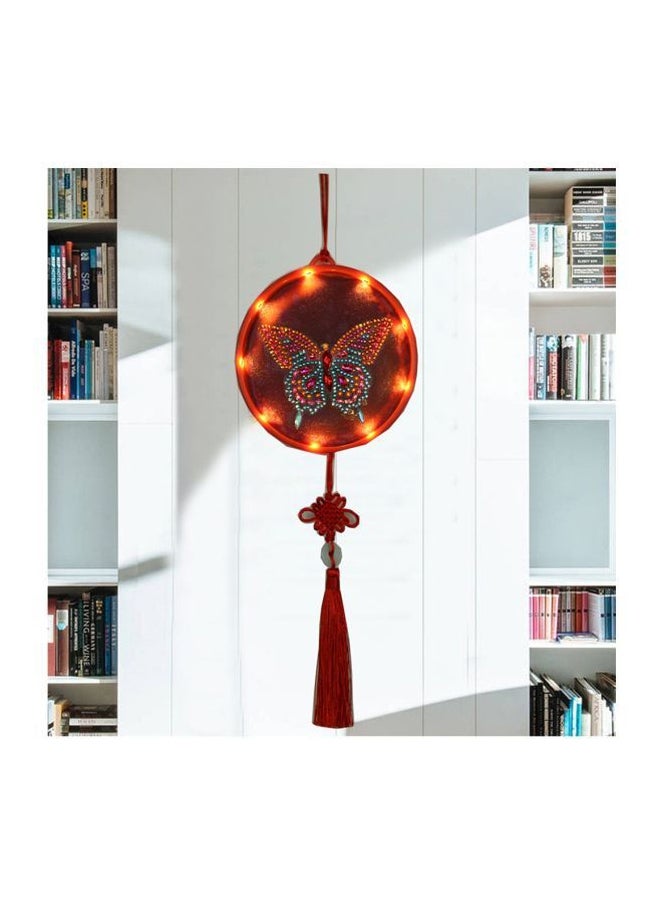 5D Diamond Painting LED Hanging Night Lamp With Tassel Red - Image 4