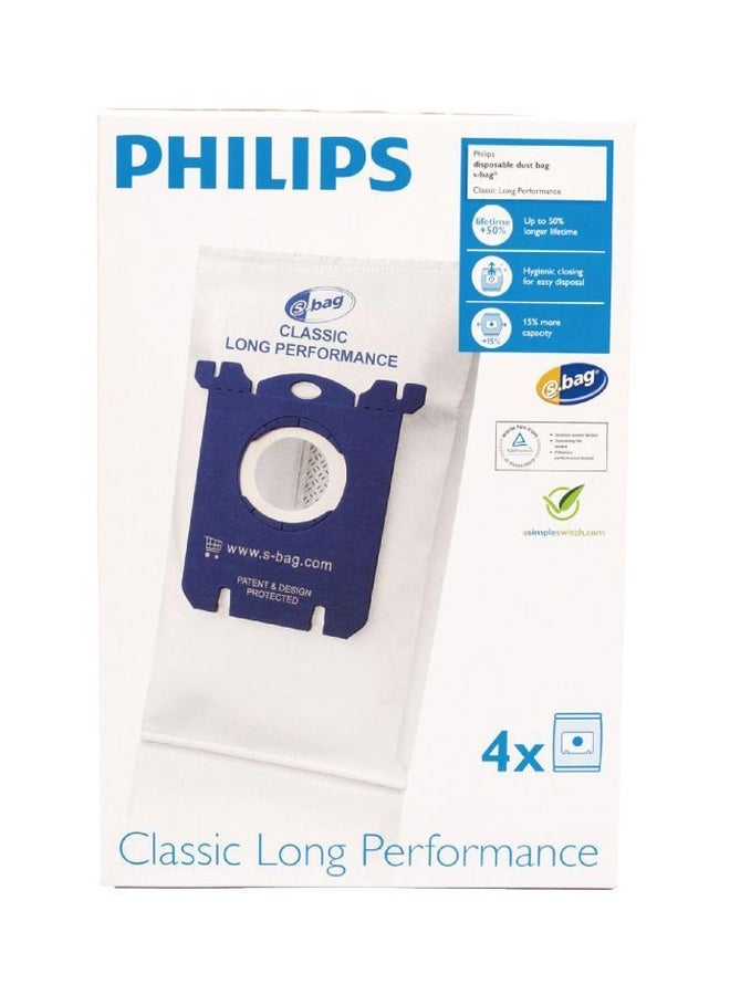 Philips Pack Of 4 Vacuum Cleaner Bags FC8021/03 White/Blue  - Image 2