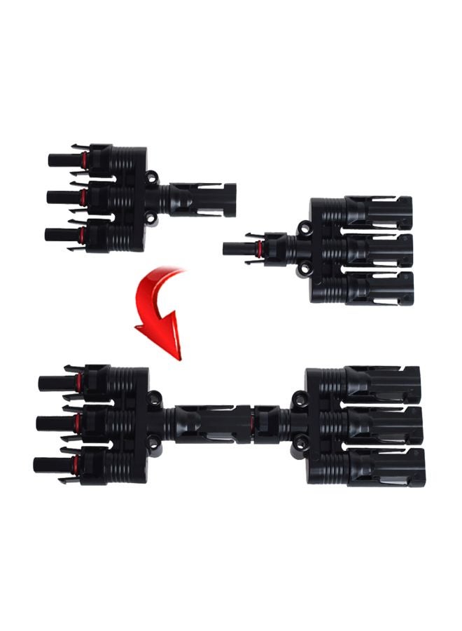 Pack Of 2 3-Branch Electrical Solar Connector Black 12x3x8cm - Image 4