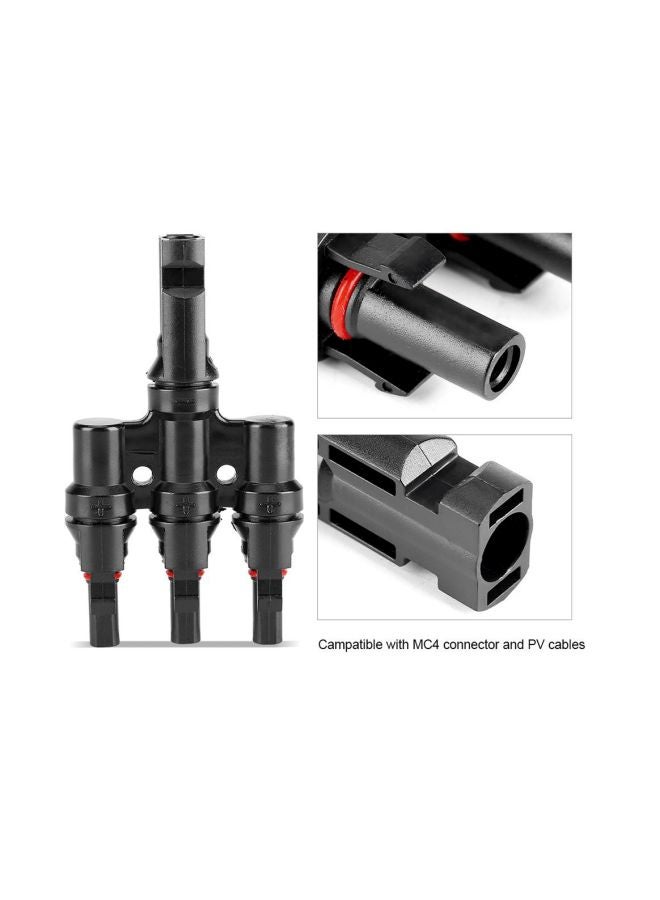Pack Of 2 3-Branch Electrical Solar Connector Black 12x3x8cm - Image 2
