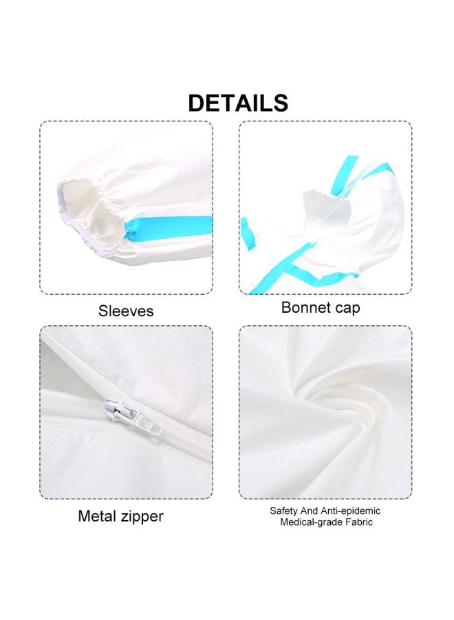 Disposable Anti-Epidemic Coverall White/Blue M - Image 5