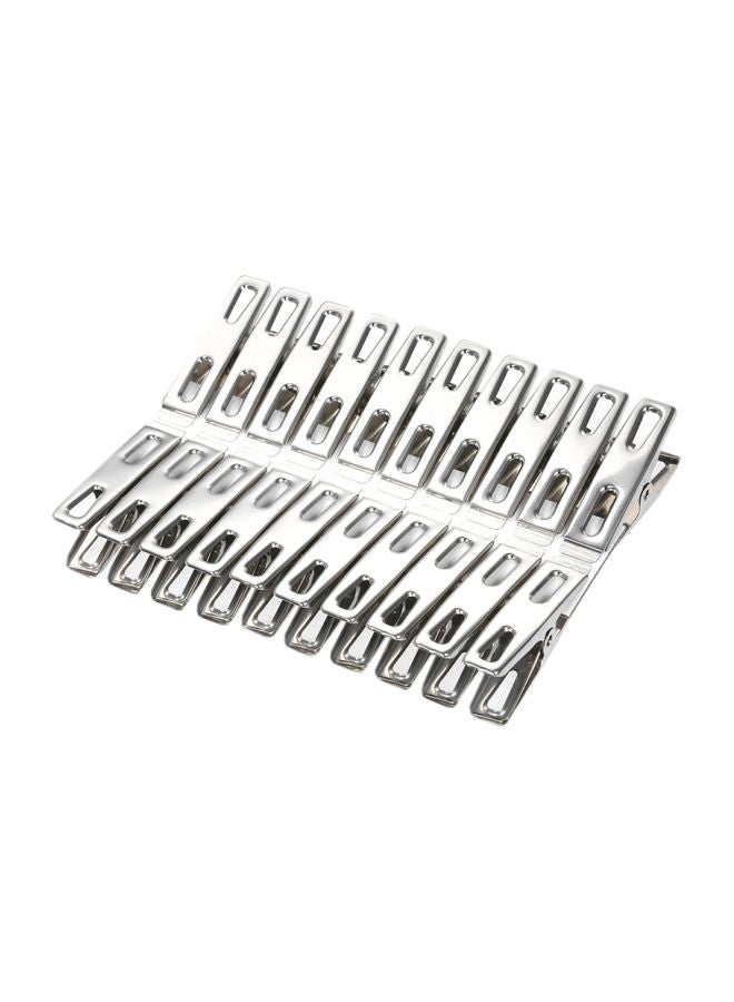 Generic Pack Of 20 Stainless Steel Clothes Clip Silver 4.5cm  - Image 2