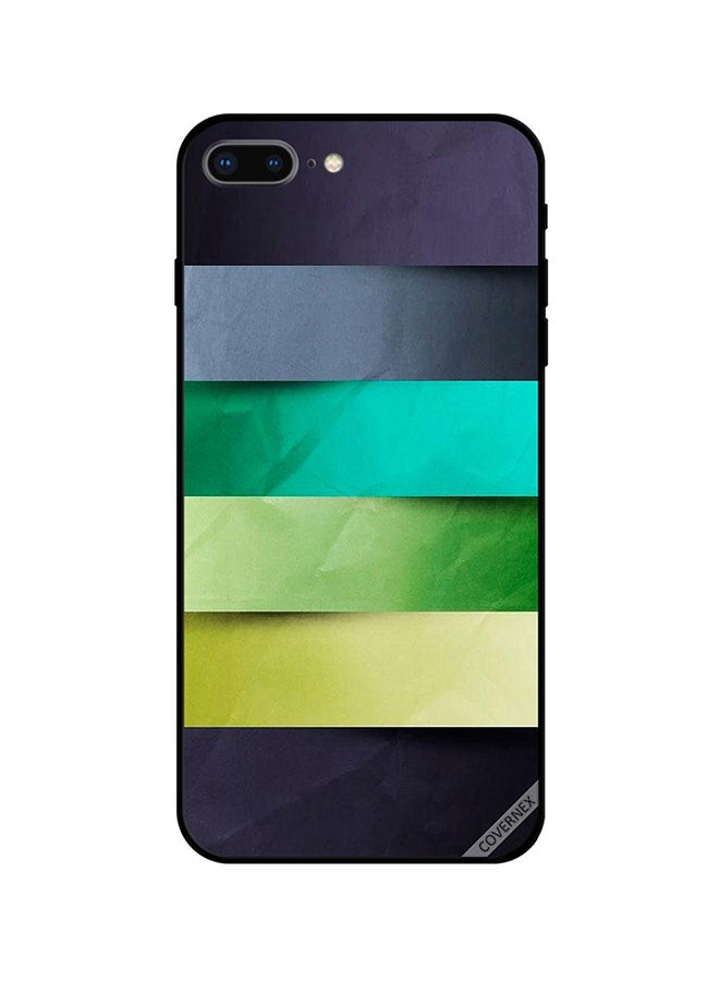 Covernex Apple iPhone 8 Plus Protective Case Cover Printed Featuring Green Yellow Strips Pattern DESIGN_0886 - Image 1