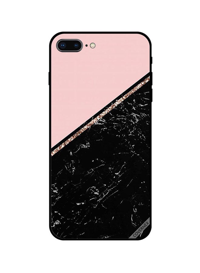 Covernex Apple iPhone 7 Plus Protective Case Cover Printed Featuring Black Marble & Golden Strip DESIGN_0945 - Image 1