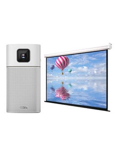 Portable WVGA DLP 200 Lumens Projector With Projecting Screen GV1 Silver