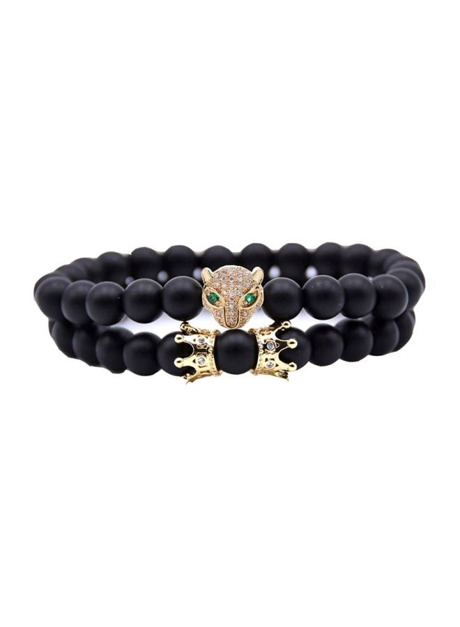 طقم مكون من ساعة يد بعقارب وسوار مزين بالخرز طراز NNSB03702006 للرجال - Image 3